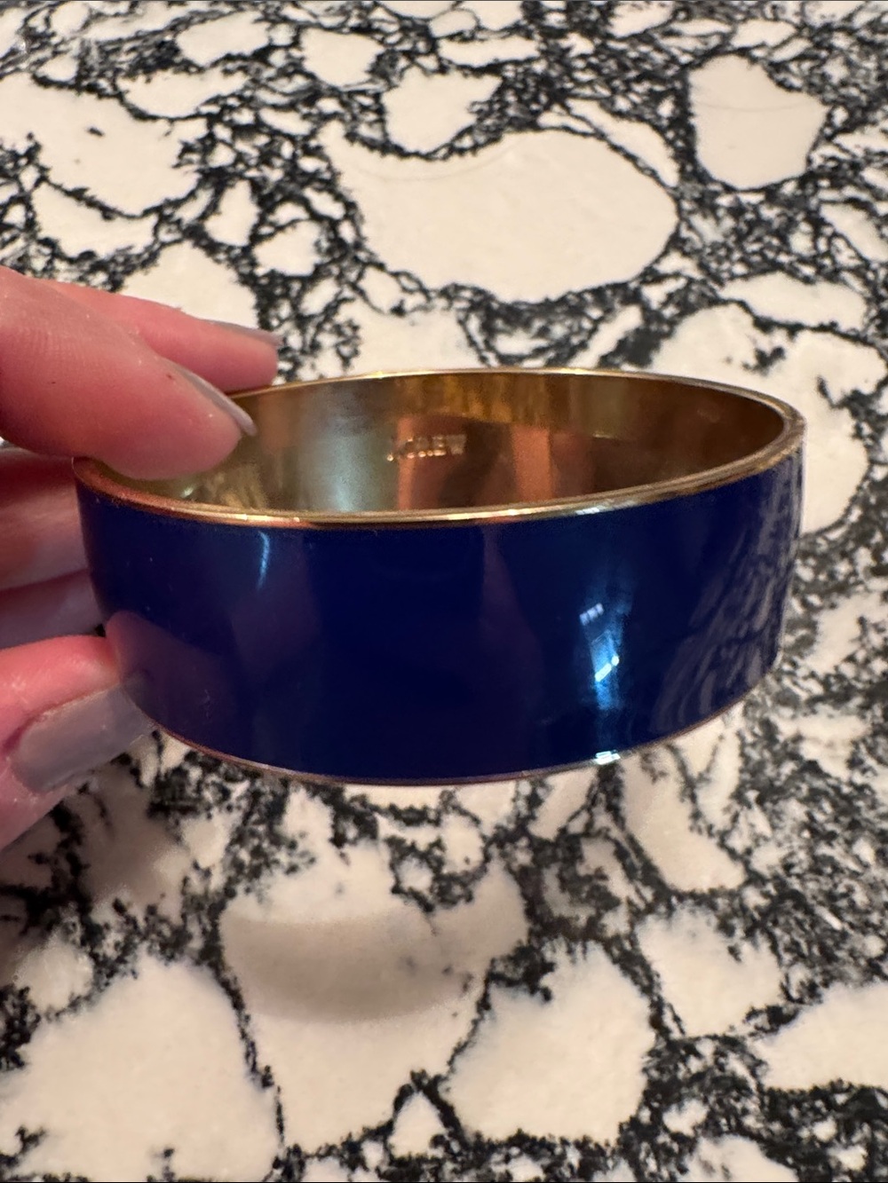 J. Crew Blue Enamel and Gold Bangle Bracelet